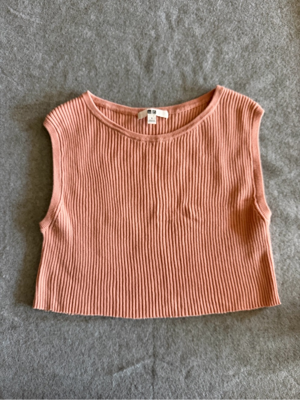 UNIQLO Soft Girl Ribbed Crop Top Sleeveless Women's Small Dusty Rose EUC